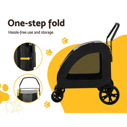 Pet Stroller Dog Pram Large Carrier Cat Travel Foldable Strollers 4 Wheels Trolley