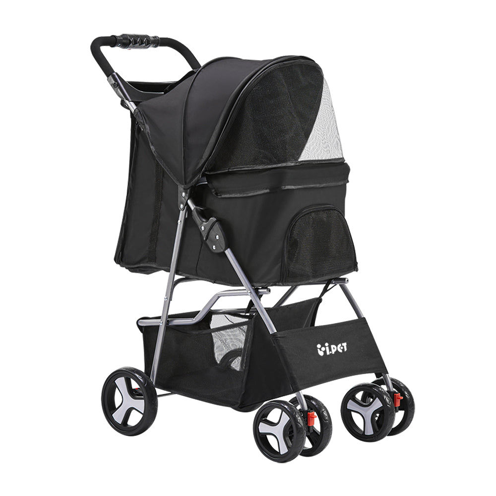 Pet 4 Wheel Pet Stroller - Black