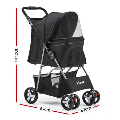 Pet 4 Wheel Pet Stroller - Black