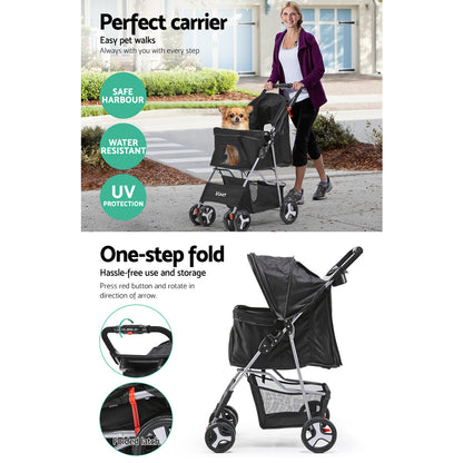 Pet 4 Wheel Pet Stroller - Black