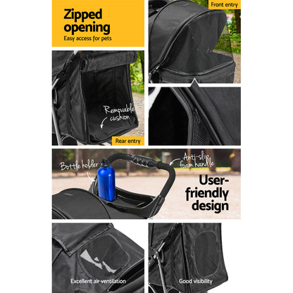 Pet 4 Wheel Pet Stroller - Black